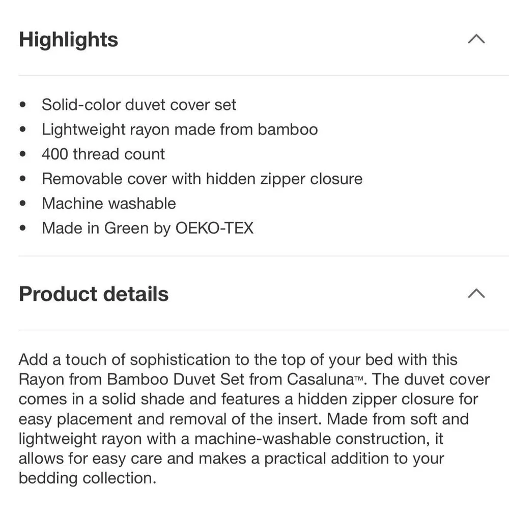 King Rayon from Bamboo Duvet Set Natural - Casaluna NEW